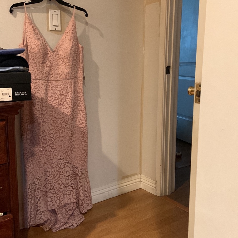 NWT Eliza J Metallic Lace High Low Cocktail Dress